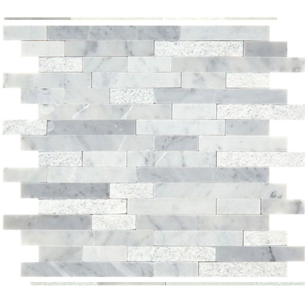 Daltile Minute Mosaix 12" X 12" Random Linear Carrara White