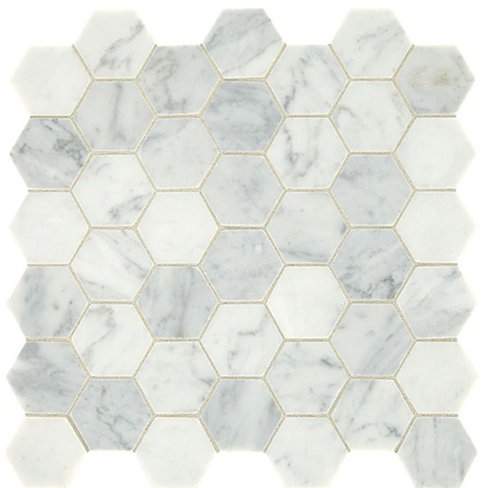 Daltile Marble 2" Hexagon Polished Carrara White