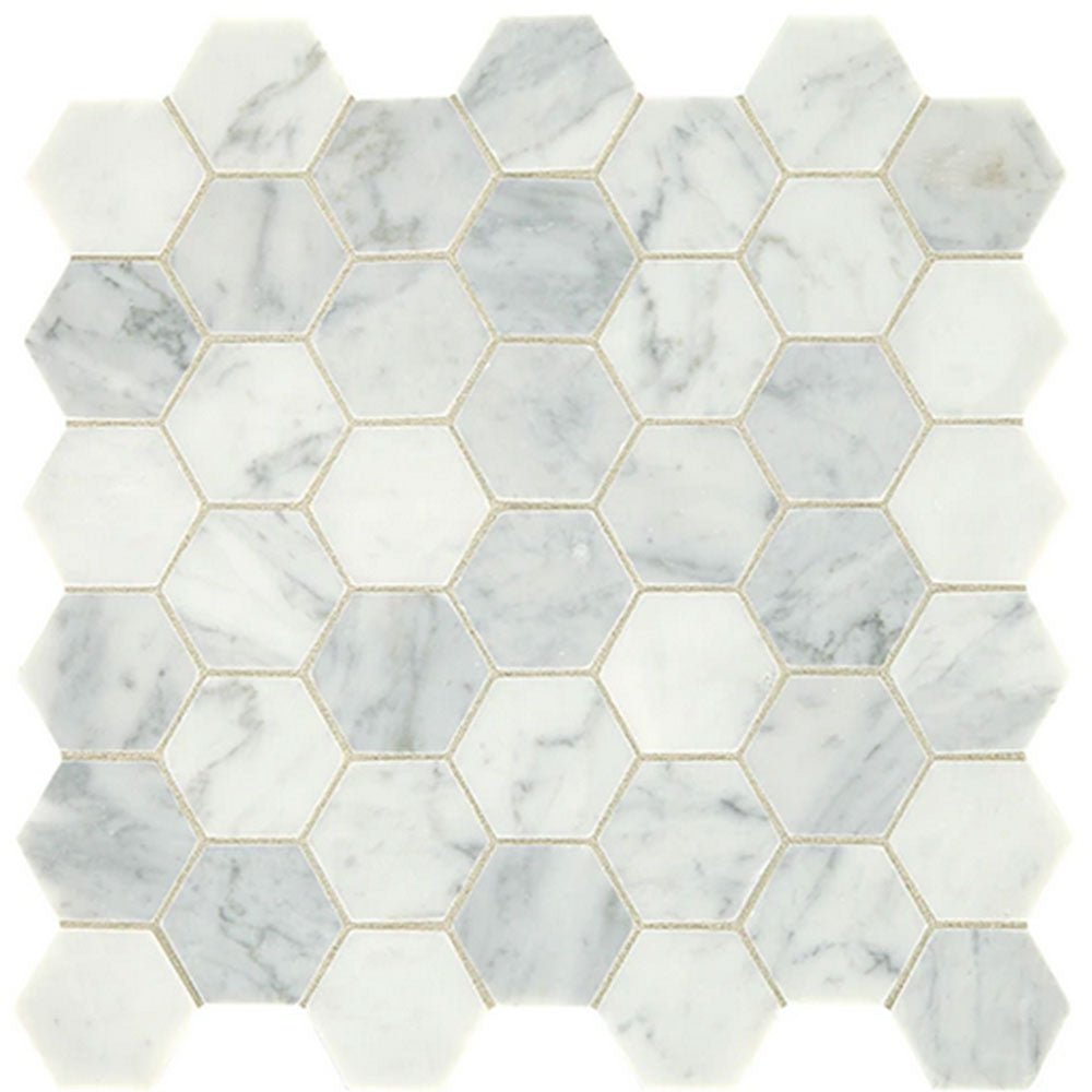 Daltile Marble 2" Hexagon Honed Carrara White