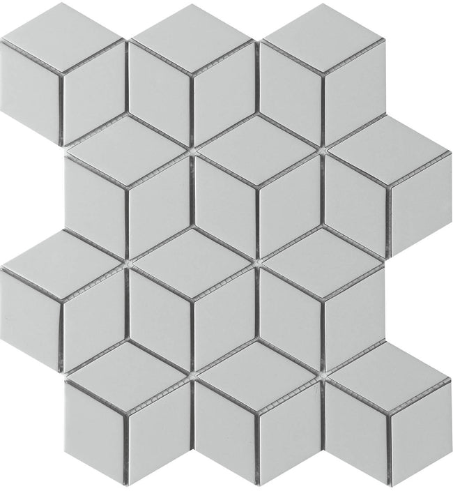 Emser Concept 10"x12" Cube Mosaic 2.25"X2.25" Polished Gray