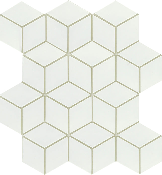 Emser Concept 10"x12" Cube Mosaic 2.25"X2.25" Polished White