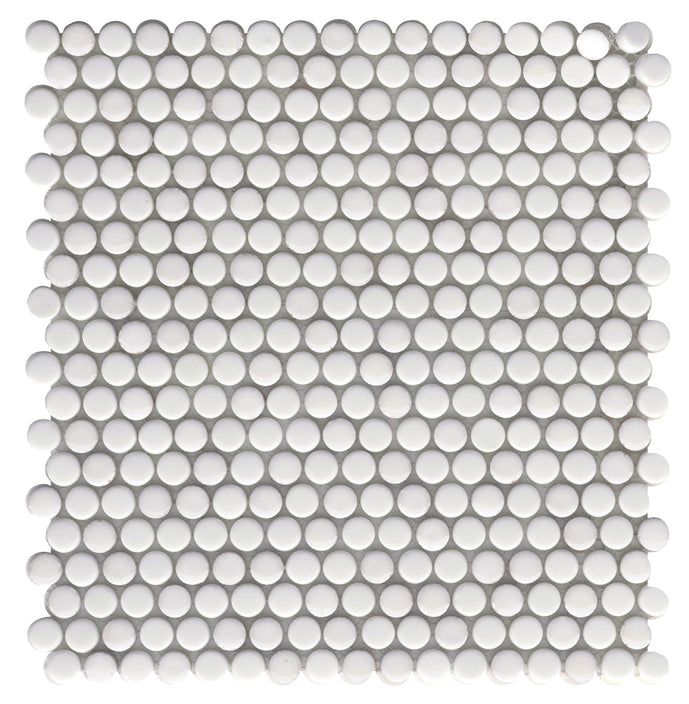 Emser Confetti II 12"x12" Penny round Mosaic 1"x1" White