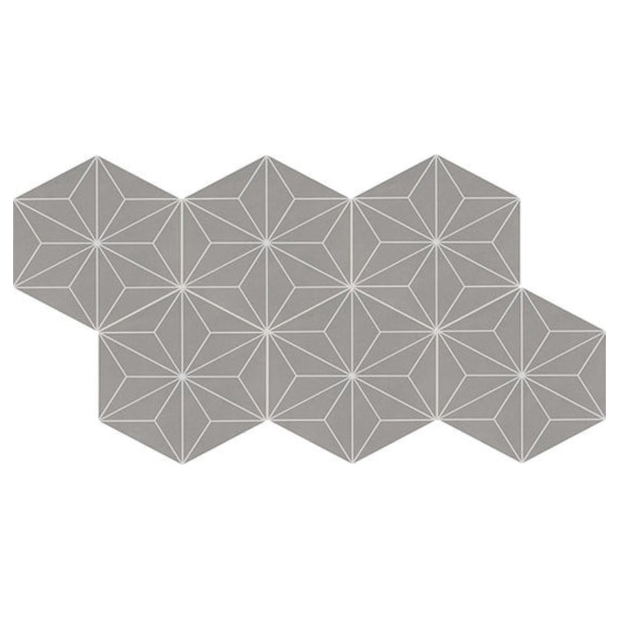 Daltile Scrapbook 8" X 9" Hexagon Memory Grey Asanoha