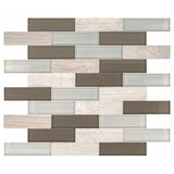 Daltile SimplyStick Mosaix 12" X 12" Brick Joint Mix Chenille white and glass Blend