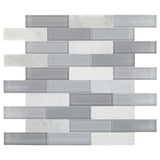 Daltile SimplyStick Mosaix 12" X 12" Brick Joint Mix Stormy Mist and glass Blend