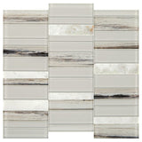 Daltile SimplyStick Mosaix 4" Straight Joint Polished Daphne White and glass Blend