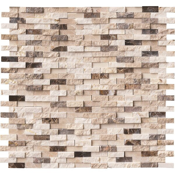 MS International Natural Stone Marble 12" x 12" Mosaic Emperador Blend Splitface 