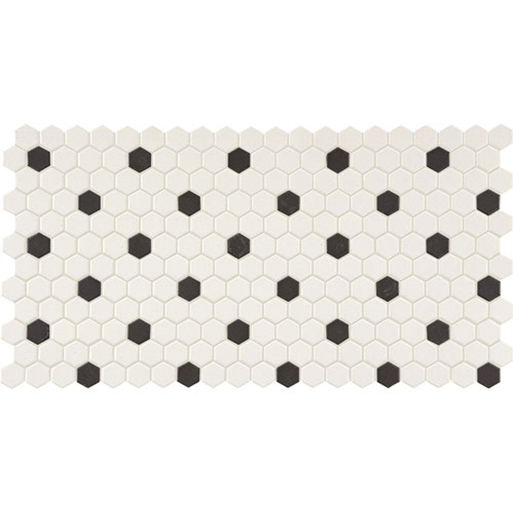 Daltile Keystones 12" X 21" Hexagon Arctic White/Black