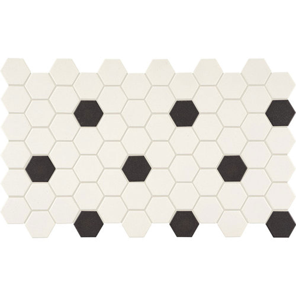 Daltile Keystones 12" X 24" Hexagon Matte Arctic White/Black