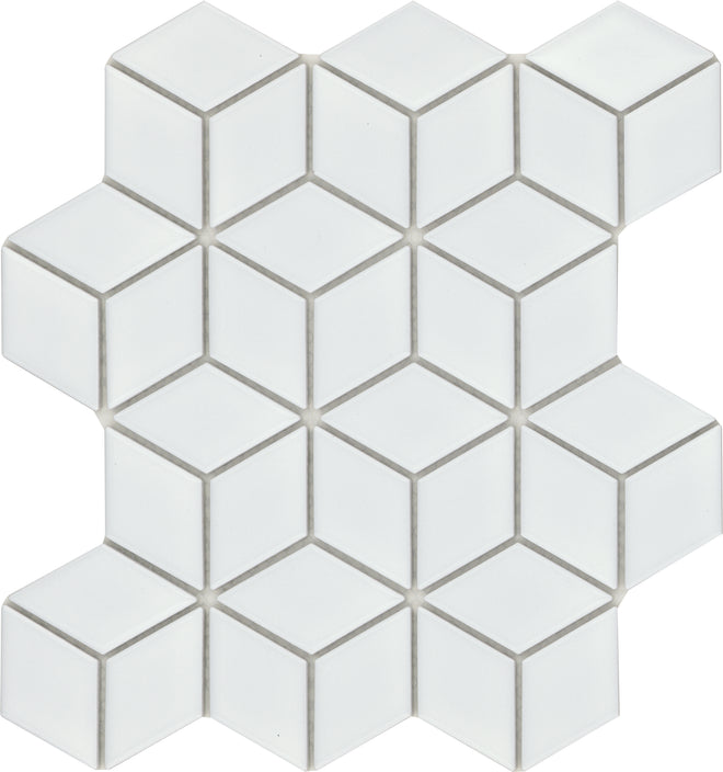 Emser Influence 10"x12" Cube Mosaic 1.89"x3.27" Polished White