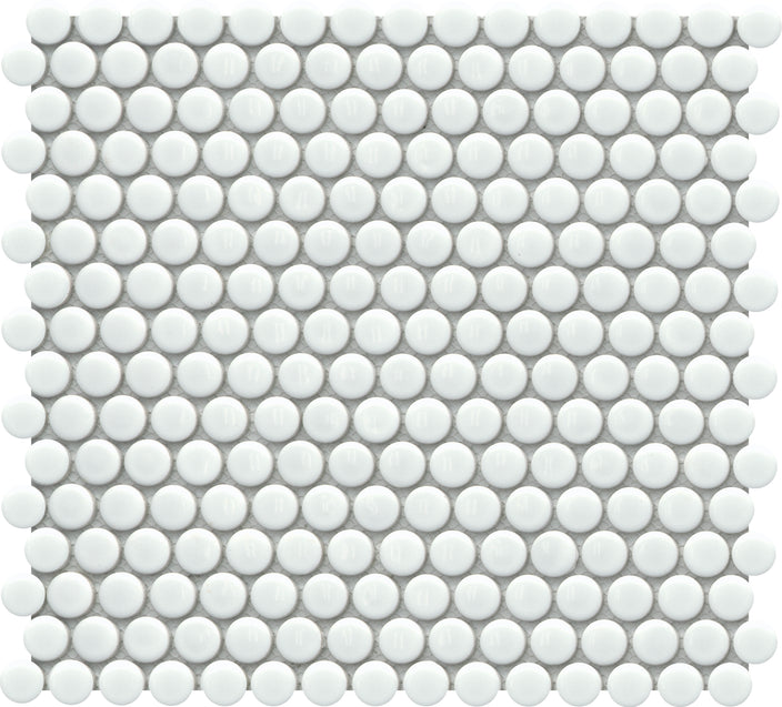 Emser Influence 11"x12" Penny Round Mosaic 1"x1" Polished White