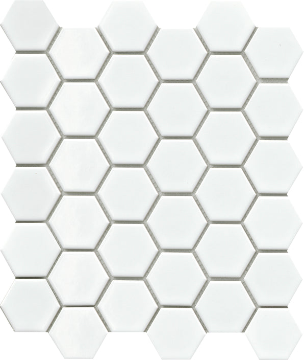 Emser Influence 11"x13" Hexagon Mosaic 2"x2" Polished White