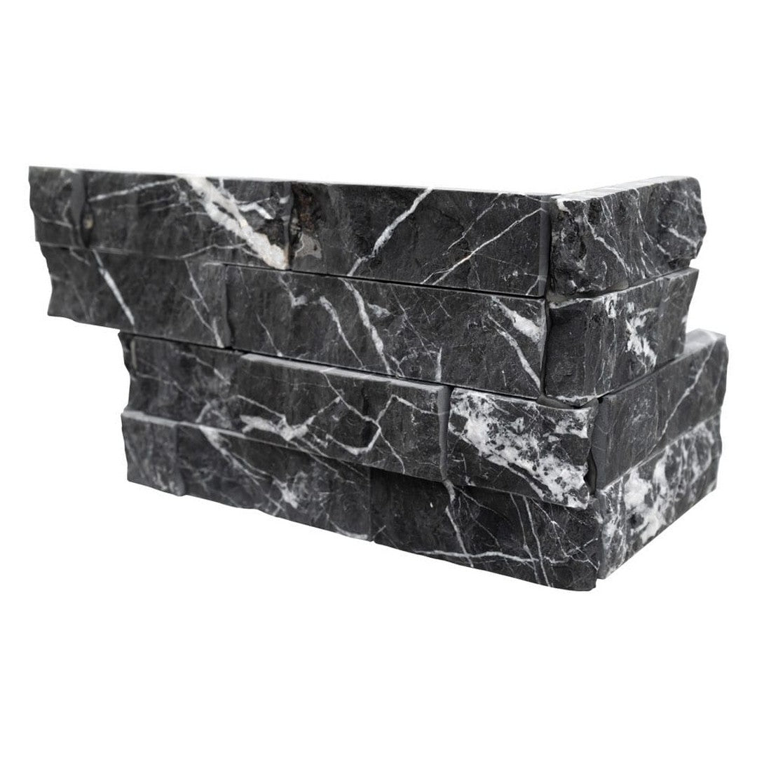 MS International Rockmount 6" x 18" SplitFace Ledger Corner Marquina Nero