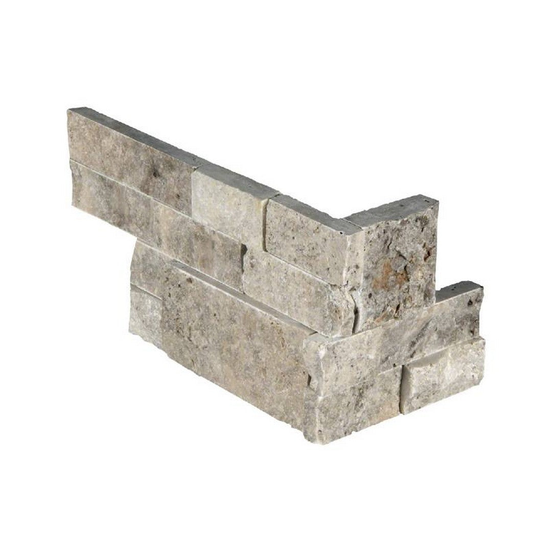 MS International Rockmount 6" x 18" Ledger Corner Silver Travertine