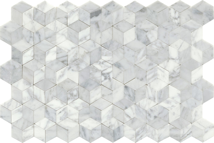 Emser Link 12"x18" Cube Mosaic White