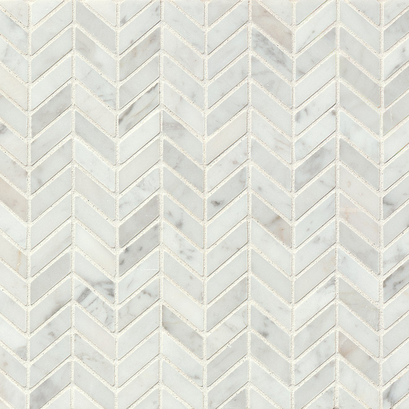 Bedrosians Marble 12" X 12" Chevron Mosaic Honed White Carrara