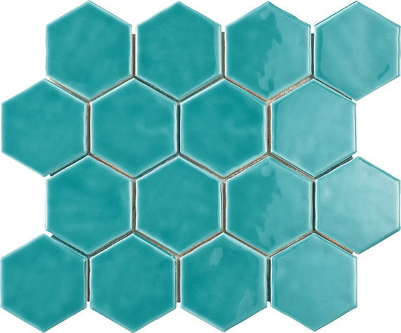 Marazzi Artistic Reflections 3" X 3" Hexagon Glossy Wave