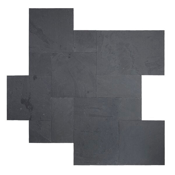 MS International Slate And Quartzite 12" x 12" Ashler Versailles Pattern Montauk Black