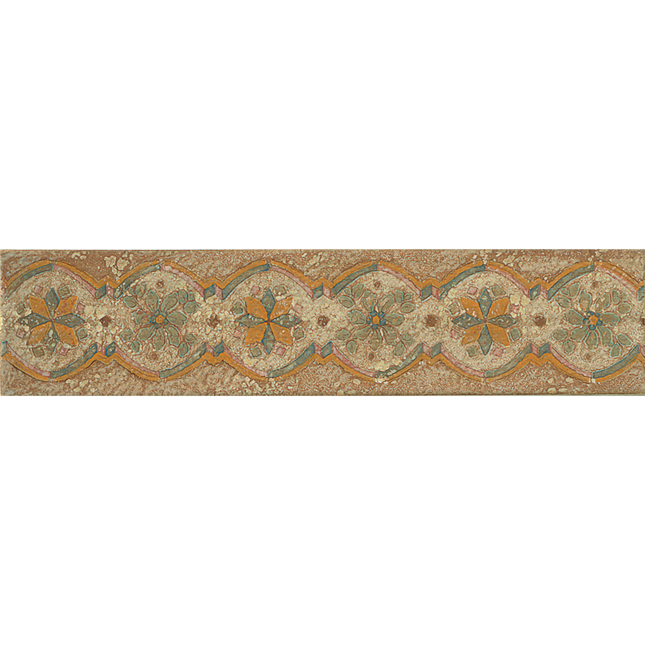 Bedrosians Cotto Nature 3" x 14" Deco Tira Sandro Hand Painted Liner