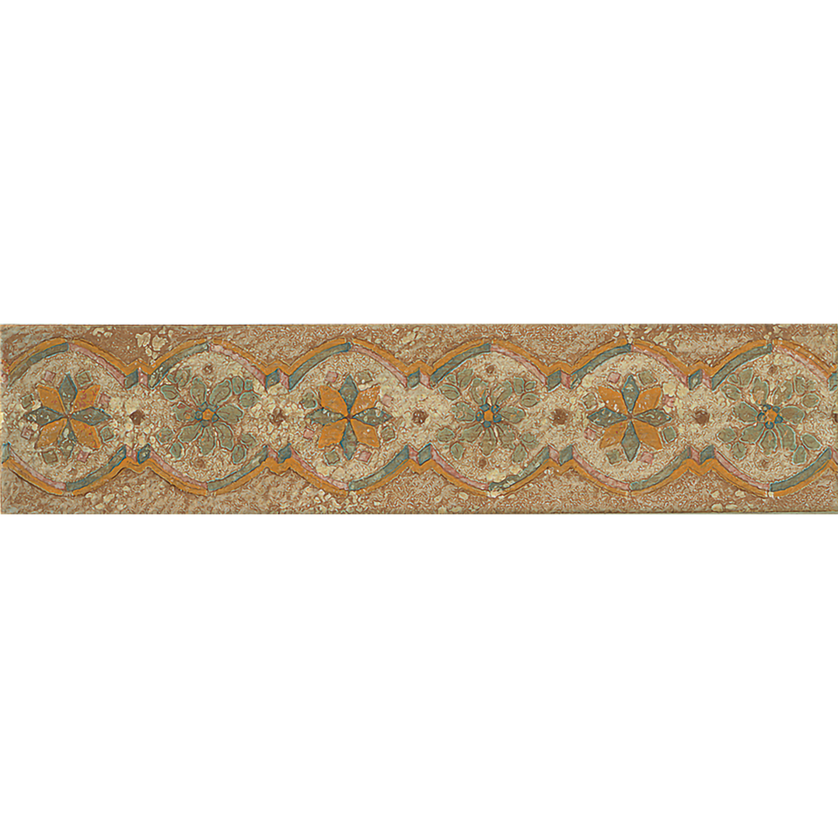 Bedrosians Cotto Nature 3" x 14" Deco Tira Sandro Hand Painted Liner