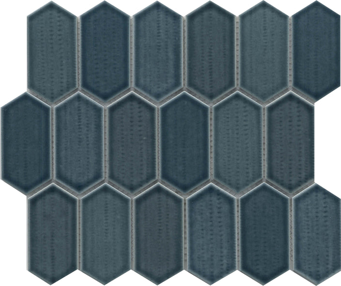 Emser Omni 10"x12" Picket Mosaic 1.8"X3.8" Polished Navy