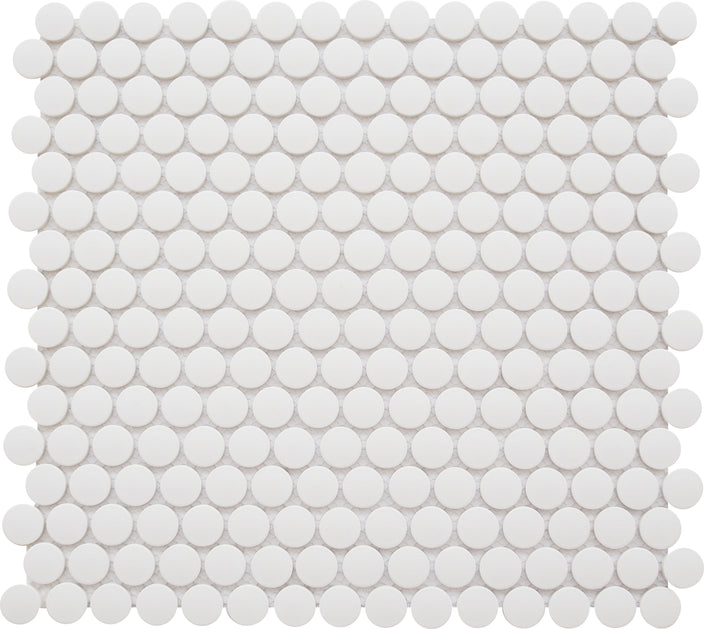 Emser Rezone 11"x12" Penny Round Mosaic 1"x1" Matte White