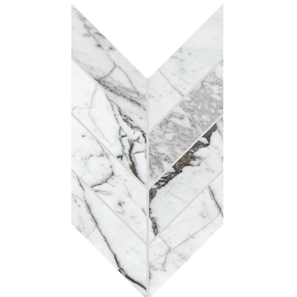 Daltile Marble Attache Lavish 2" X 5" Chevron Pearl Arabesque