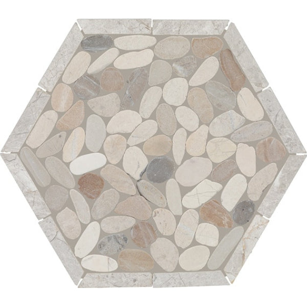 Daltile Pebble Oasis 12" X 10" Framed Hex Pebble Seashell