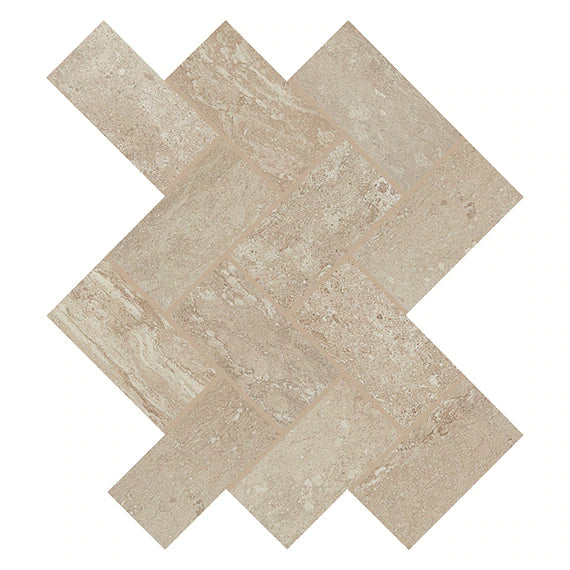 Daltile Epitomize 12" X 14" Herringbone Mosaic 2" X 4" Percussion Taupe