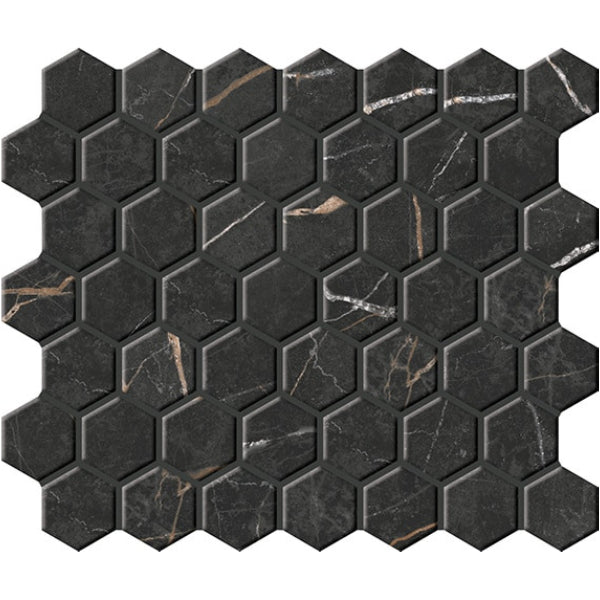 Daltile Perpetuo 12" X 14" Hexagon Mosaic Infinite Black