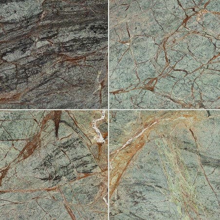 MS International Natural Stone Marble 12" x 12" Polished Rain Forest