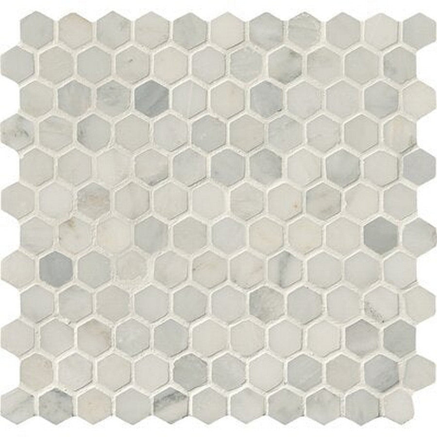 MS International Natural Stone Marble 12" x 12" Hexagon 1" Mosaic Arabescato Carrara