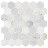 MS International Natural Stone Marble 12" x 12" Hexagon 2" Mosaic Arabescato Cararra