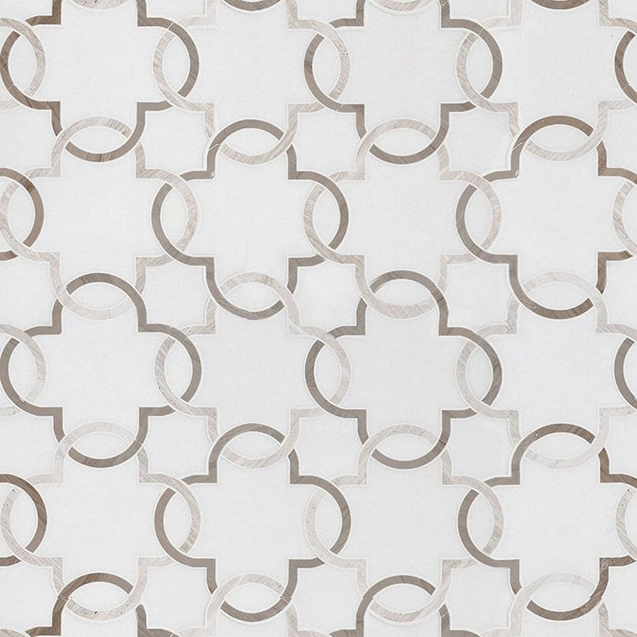 MS International Natural Stone Marble 12" x 12" polished Bianco Quatrefoil