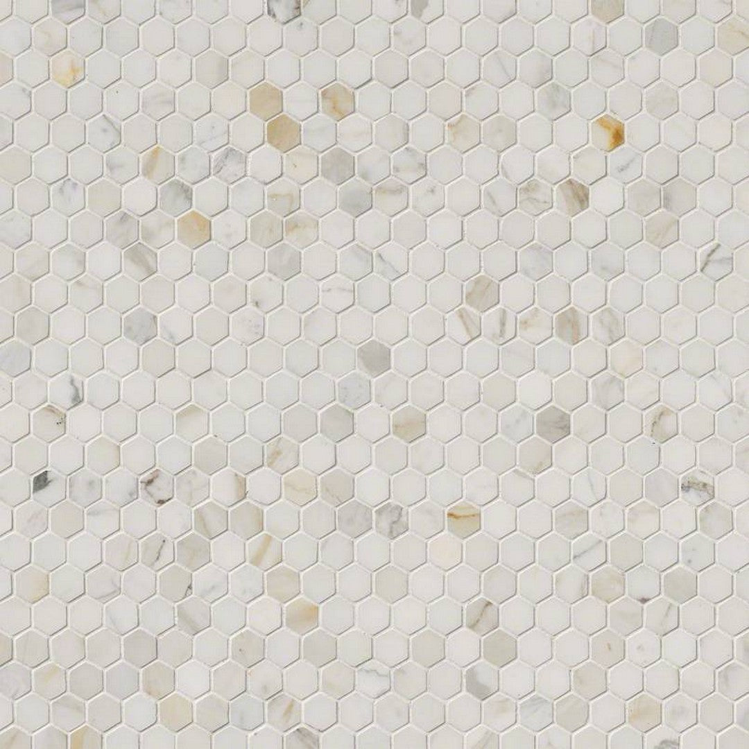 MS International Natural Stone Marble 12" x 12" Hexagon 1" Mosaic Calacatta Gold