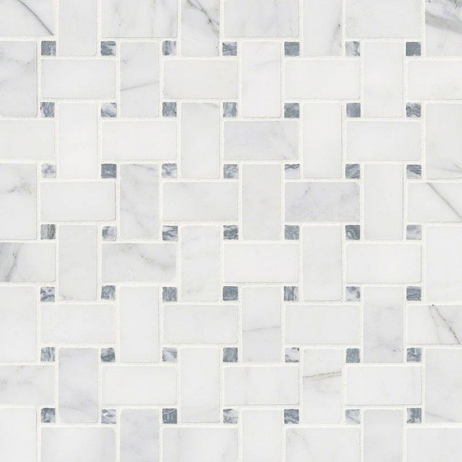 MS International Natural Stone Marble 12" x 12" Basketweave Mosaic  Calacatta Cressa