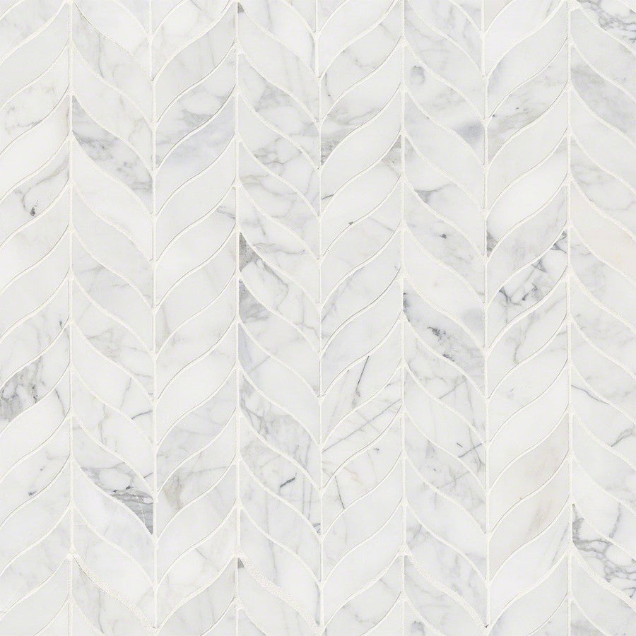 MS International Natural Stone Marble 12" x 12" Mosaic Calacatta Cressa Leaf 