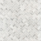 MS International Natural Stone Marble 12" x 12" Herringbone 1" x 2" Mosaic Carrara White