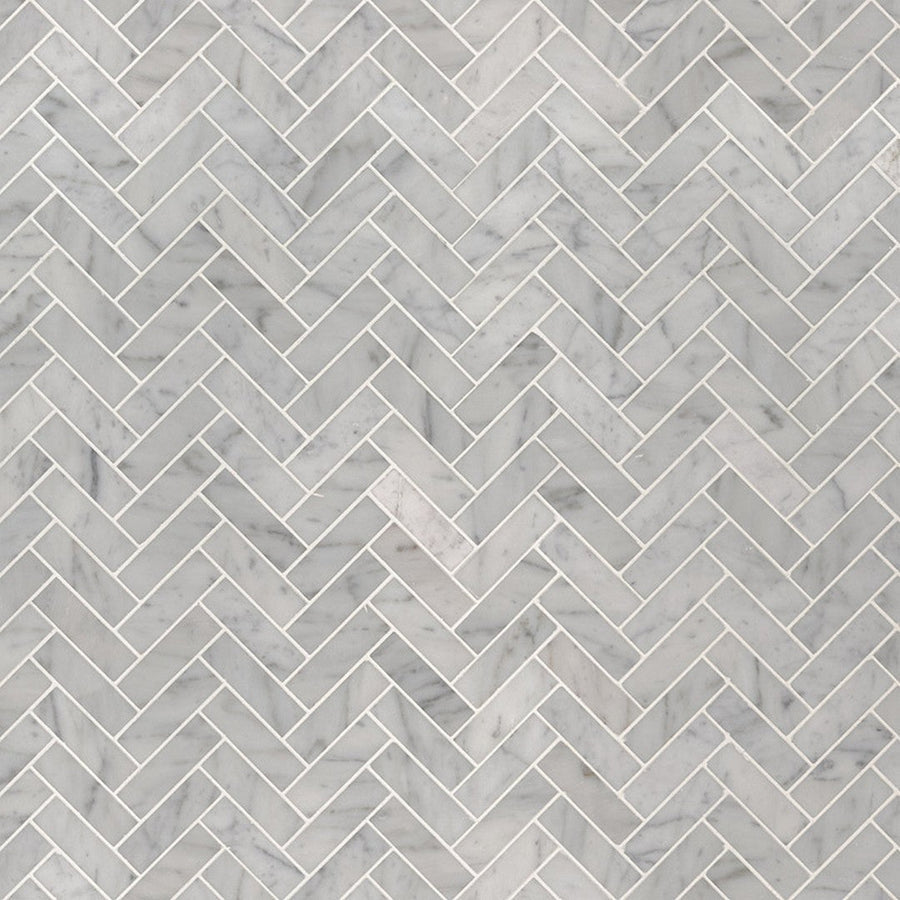 MS International Natural Stone Marble 12" x 12" Herringbone 1" x 3" Mosaic Carrara White