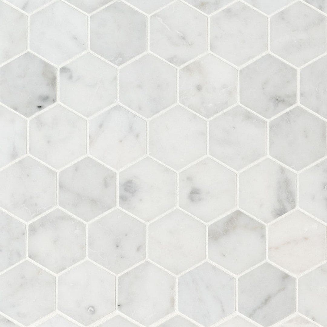 MS International Natural Stone Marble 12" x 12" Hexagon 2" Mosaic Carrara White Honed