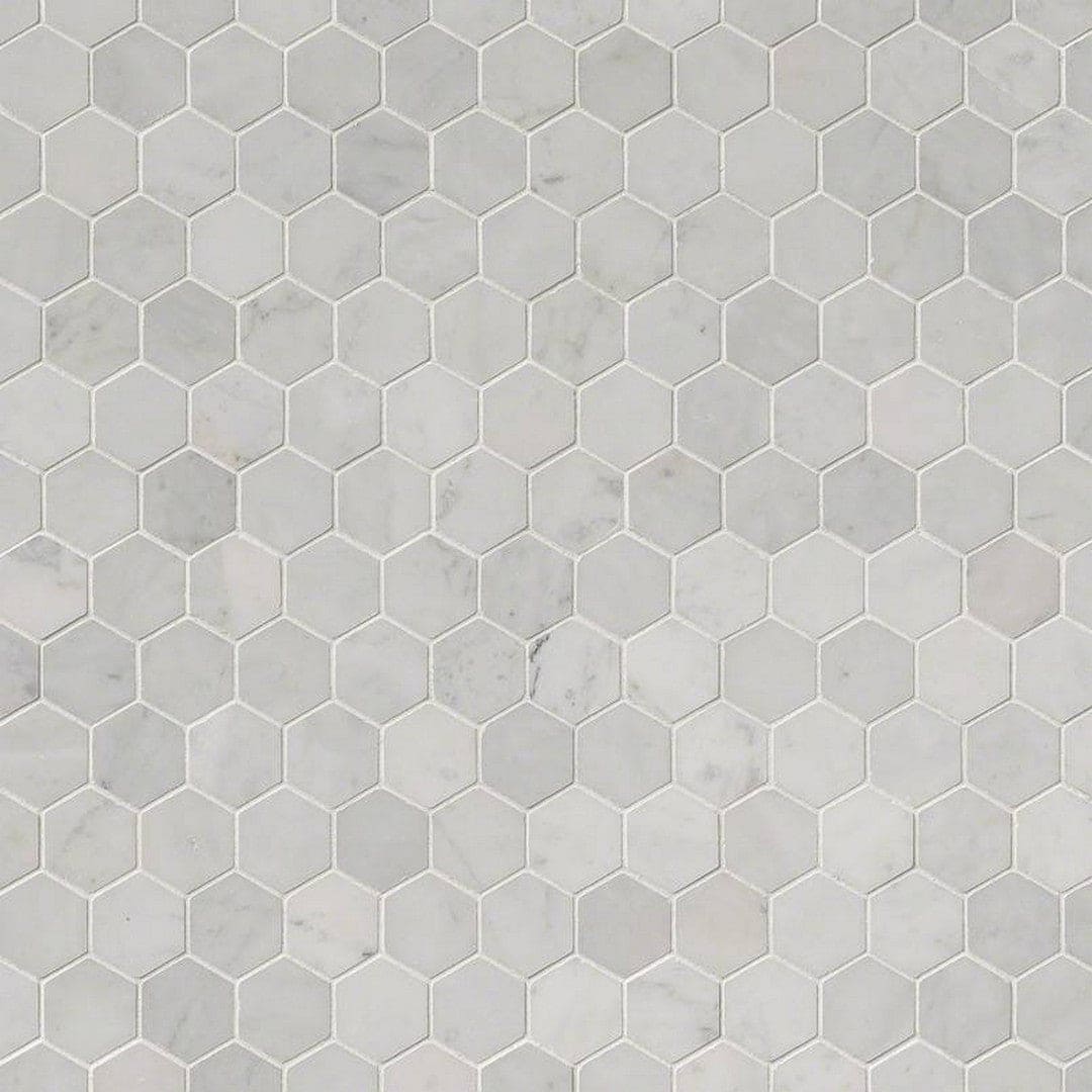 MS International Natural Stone Marble 12" x 12" Hexagon 2" Mosaic Carrara White Polished