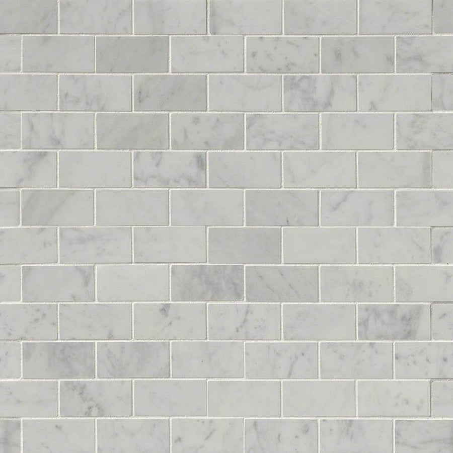 MS International Natural Stone Marble 12" x 12" Mosaic 2" x 4" Carrara White