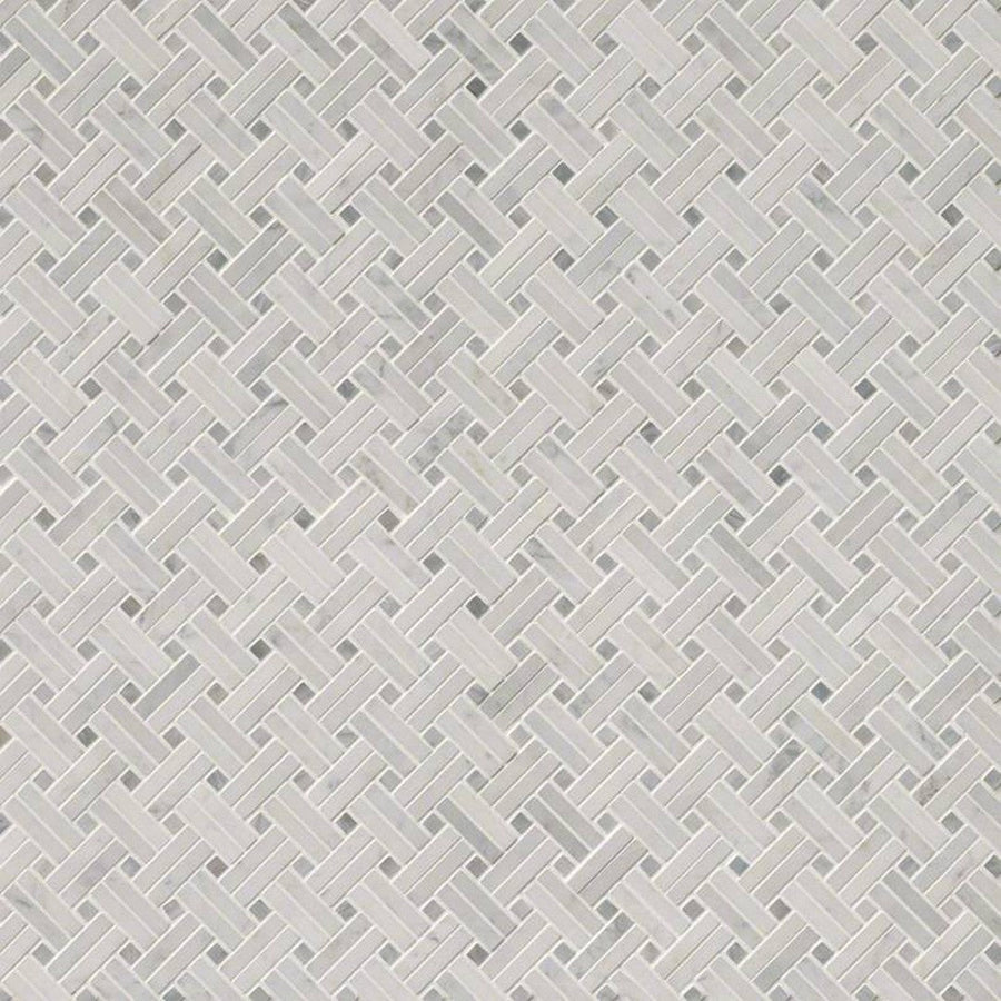 MS International Natural Stone Marble 12" x 12" Basketweave Mosaic  Carrara White 9.6Mm