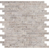 MS International Travertine 12" x 12" SplitFace Interlocking Mosaic Silver