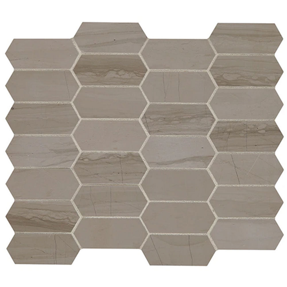 Daltile Marble 2" X 4" Elongated Hexagon Silver Screen