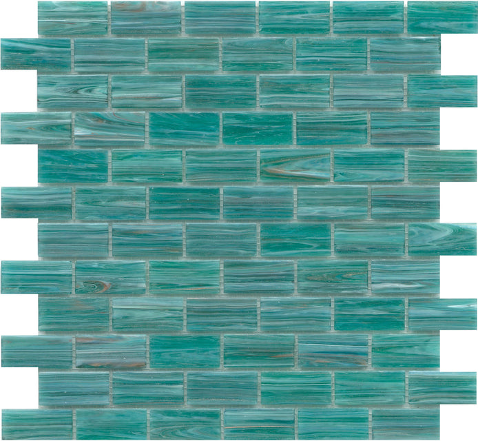 Emser Swirl 12"x12" Mosaic 1"x2" Polished Teal