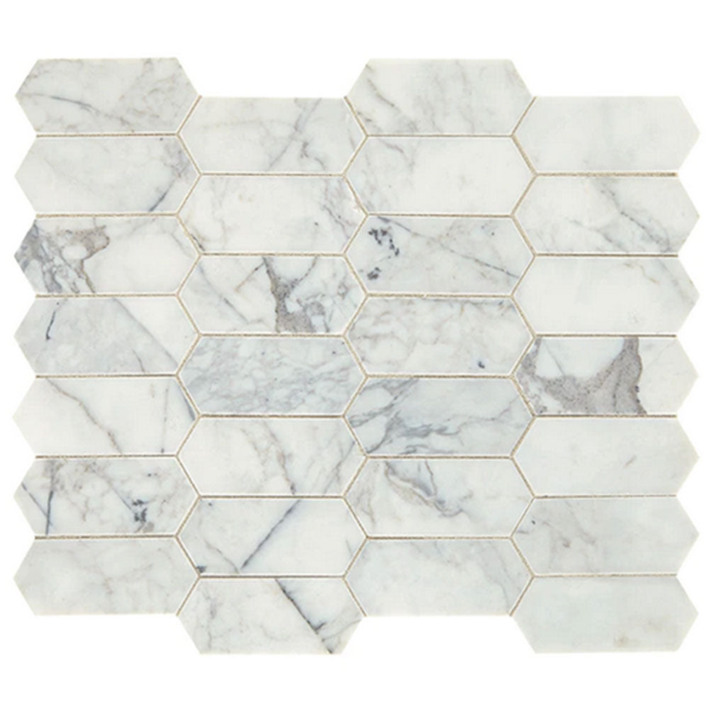 Daltile Marble 2" X 4" Elongated Hexagon Venetian Calacatta