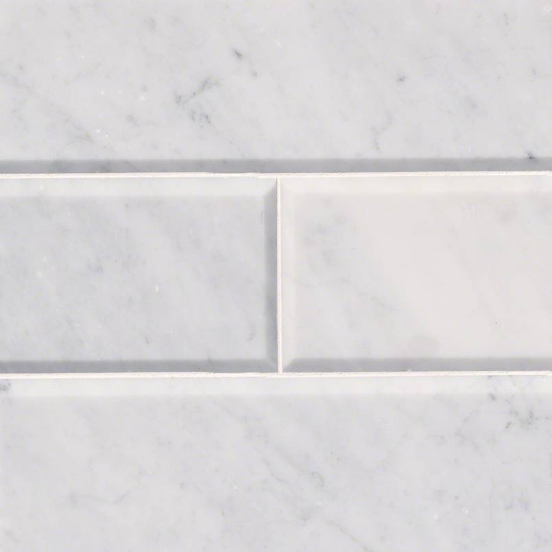 MS International Natural Stone Marble 4" x 12" Honed Beveled Arabescato Cararra