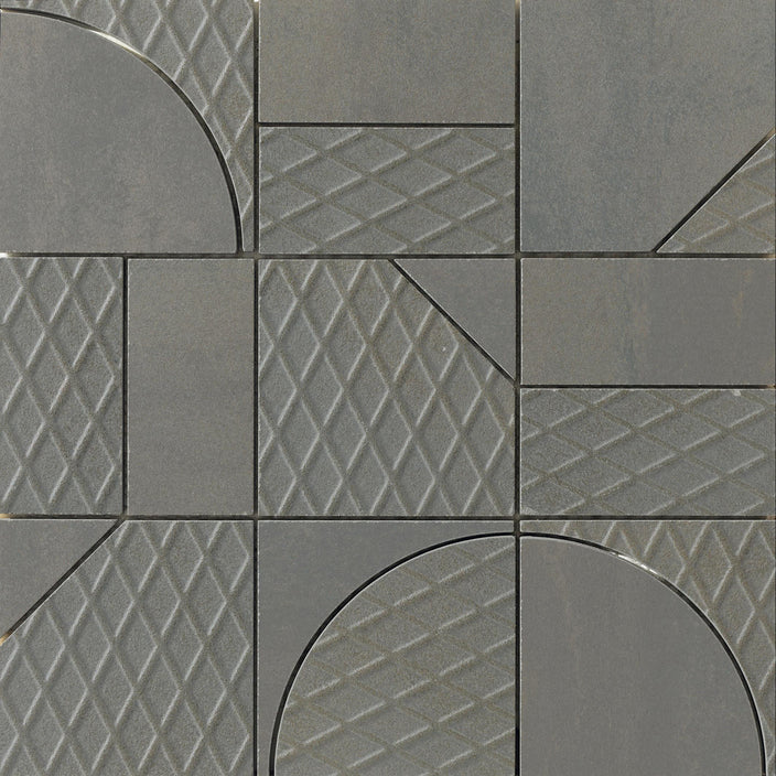 Emser Ironworx 12"x12" Geometrical Mosaic Gray