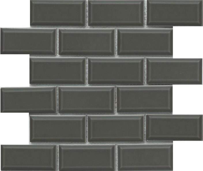 Emser Reward 11"x12" Beveled Off-set Mosaic 2"x4" Polished Gray